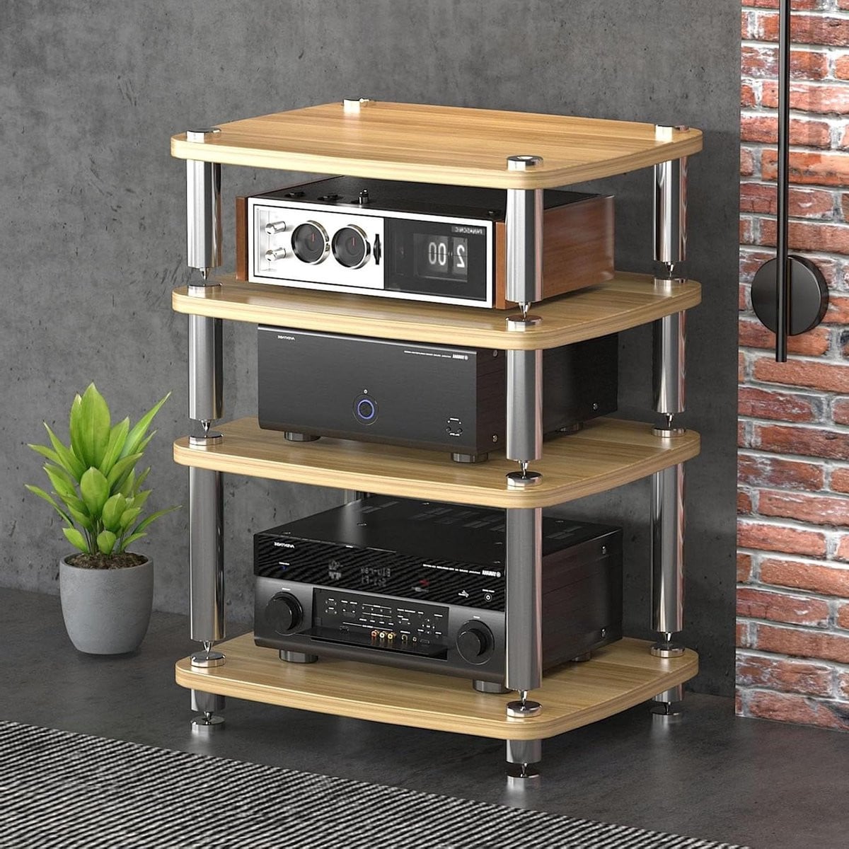Rode hoekplank entertainment unit voor media en AV-apparatuur