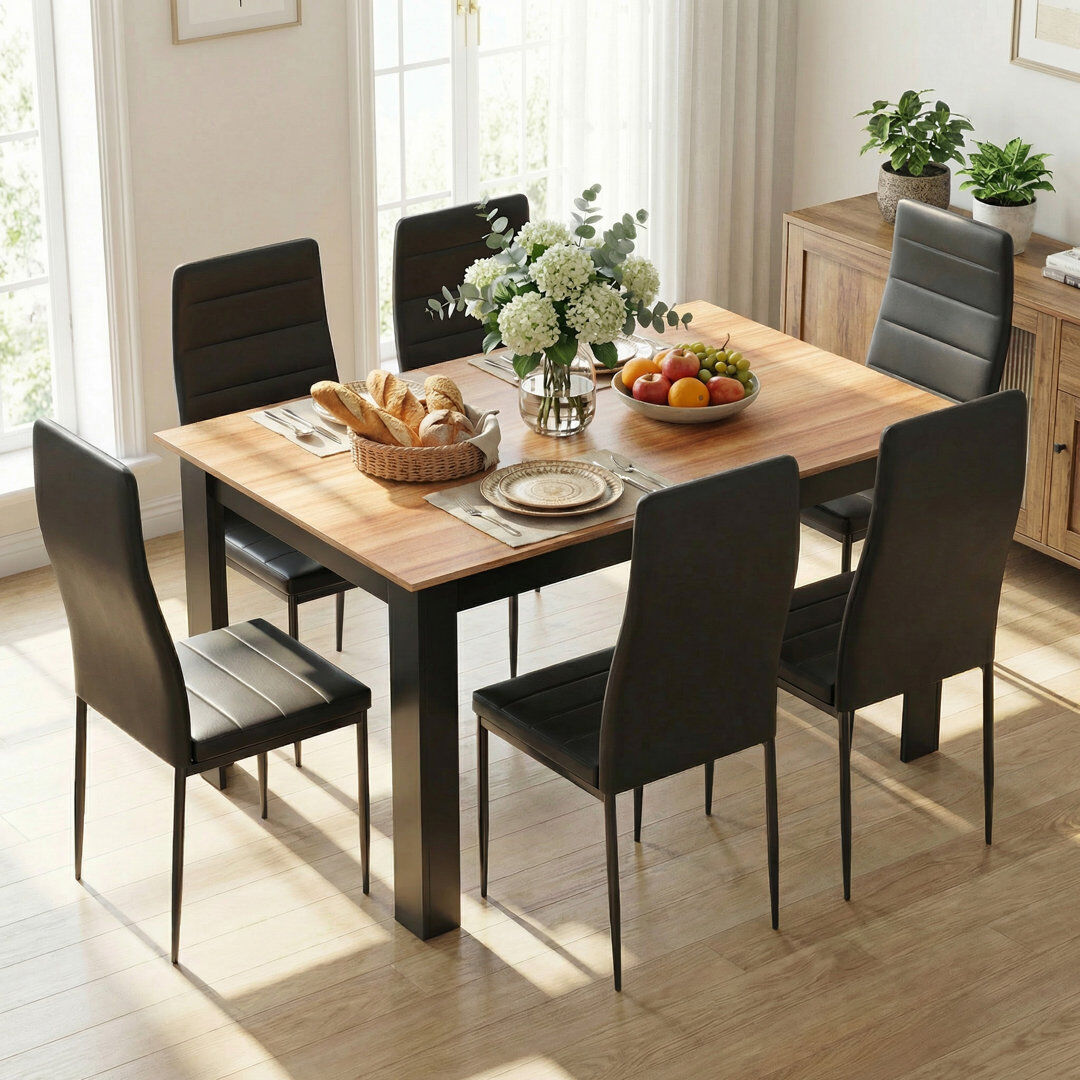 Brayden Studio 6 - Person Dining Set Oak/Black