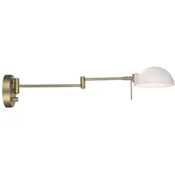 Halo Design Wandleuchte Kjøbenhavn mit halbrundem Opalglasschirm & antikem flexiblem Arm