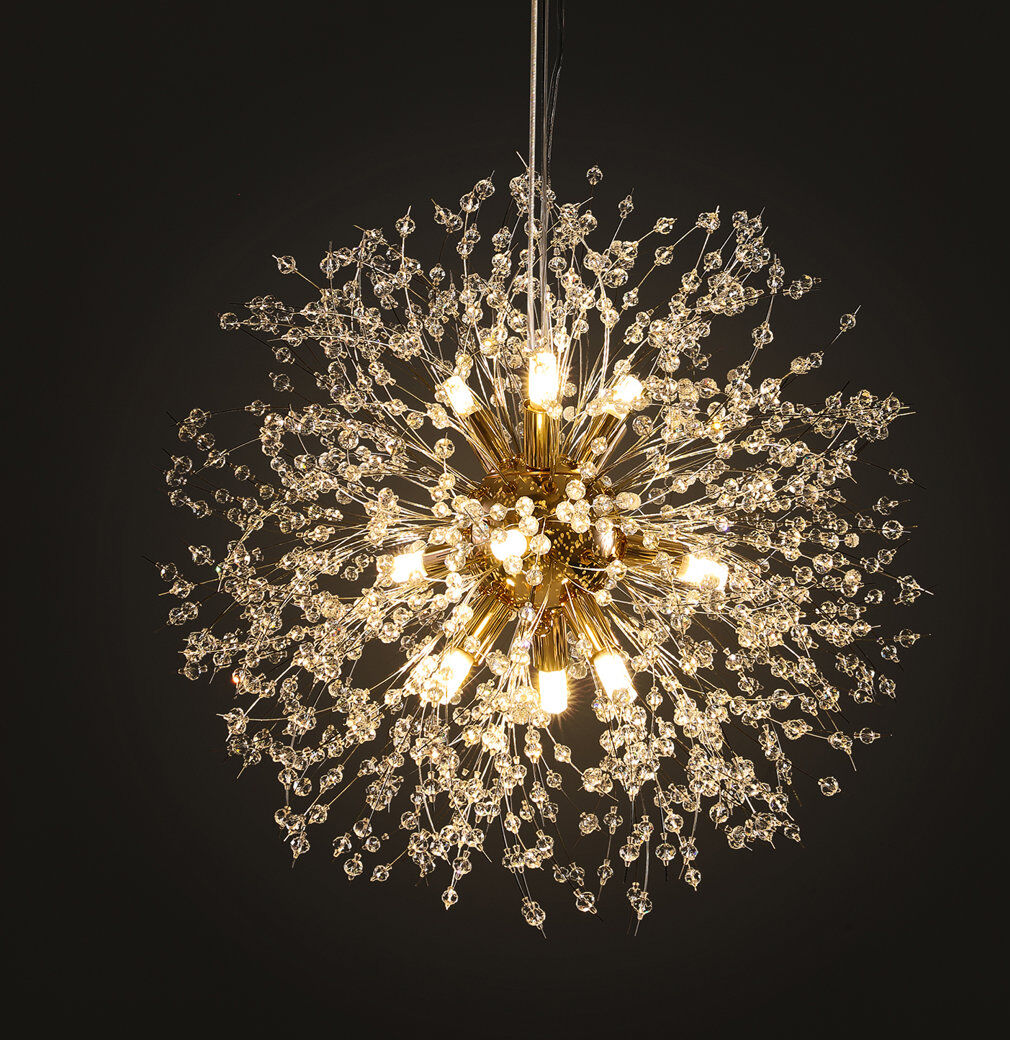 Etta Avenue Dandelion 9-Light Sputnik Crystal Chandelier Starburst Sunburst Ceiling Lighting Gold 50cm H X 50cm W X 50cm D