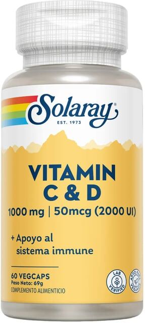 Solaray Vitamin C 1000 Mg + D 2000 UI 60 VCaps