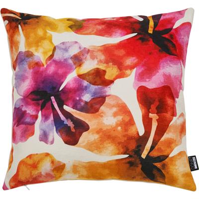 Dekokissen DONE. "HIBISCUS", bunt (bunt, bedruckt), B:45cm L:45cm, Polyester, Dekokissen_Sitzkissen_Kissenhüllen, Bedruckt