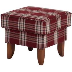 HOCKER Katria Bezug Flachgewebe Buche nussbaum / rot