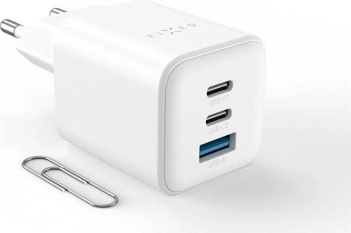 FIXED Mini Gan mit 2xUSB-C und USB-Ausgang und PD-Unterstützung 65W weiß