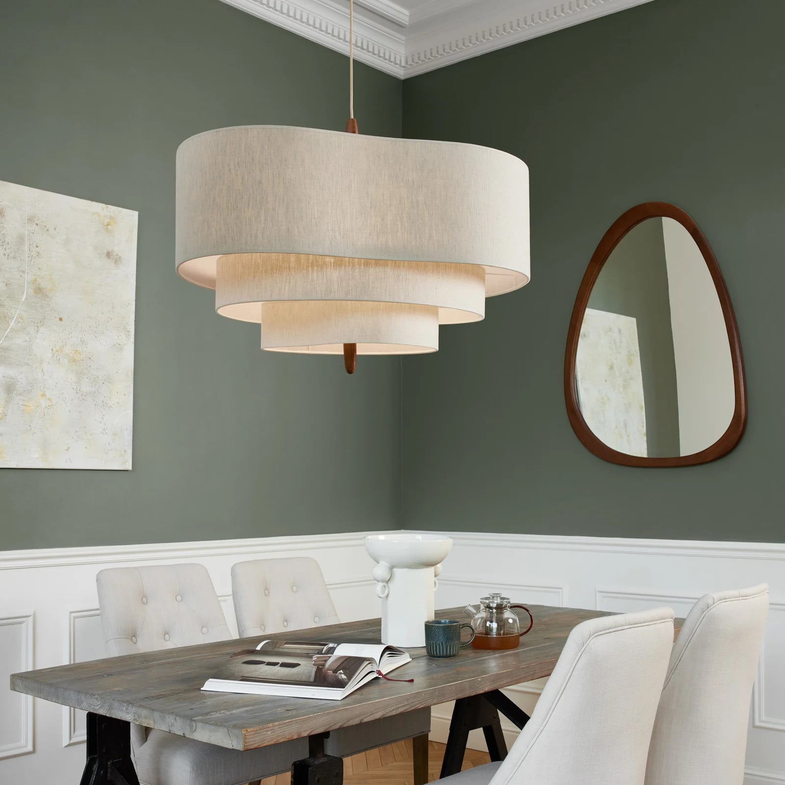 Market Set Pebble hanglamp beige textiel en hout Ø 78 cm