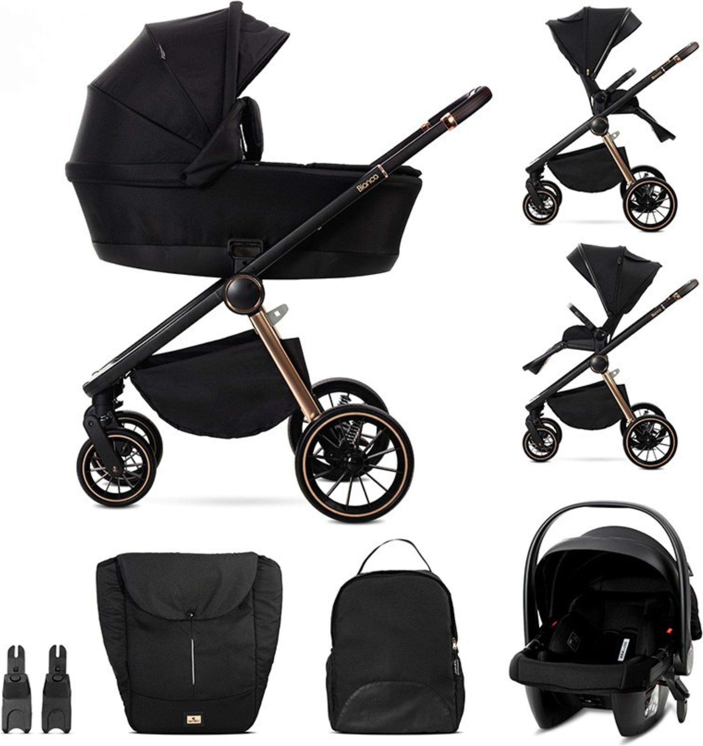 Lorelli BIANCA 3in1 Kombikinderwagen bis 22 kg - Babywanne (Anti-Reflux) + umsetzbarer Sportsitz + i-Size Babyschale ARIA LUXE 40-87 cm