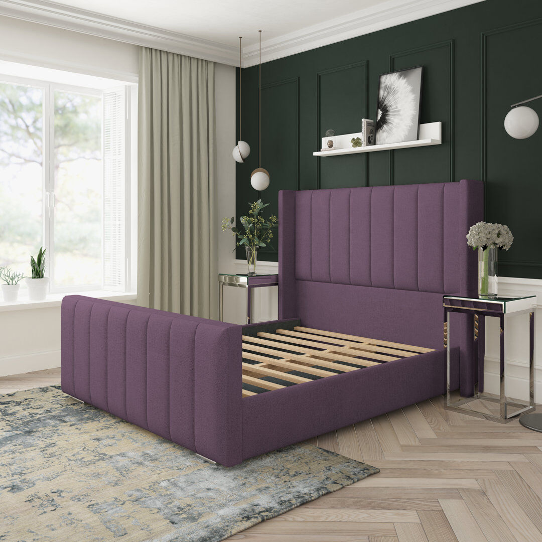 Lark Manor Aspen Wool Upholstered Bed Frame Lilac King (5')