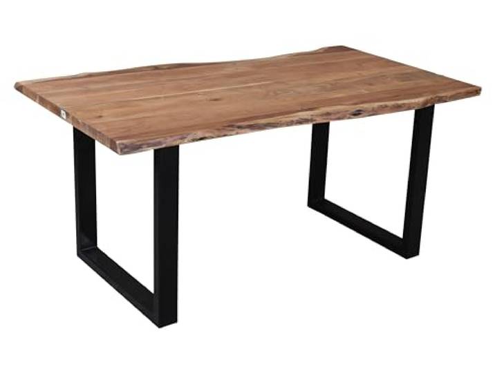 möbelando Baumkantentisch >Live< in Akazie/schwarz - 170x76x90 (BxHxT)