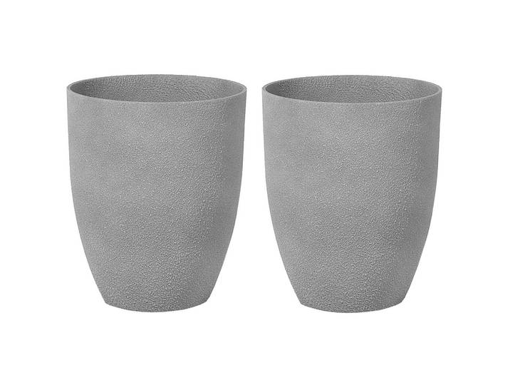 BLUMENTOPF 2er-Set hellgrau rund 35/35/42 cm Croton