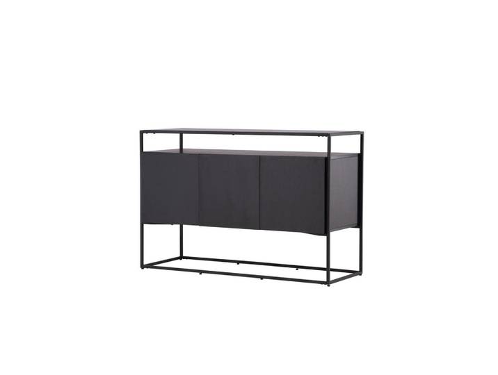 Furnlux Sideboard Kingsport Schwarz 120x45x80 cm, Holz, 120x80x45 cm, Kleinmöbel, Kommoden, Sideboards