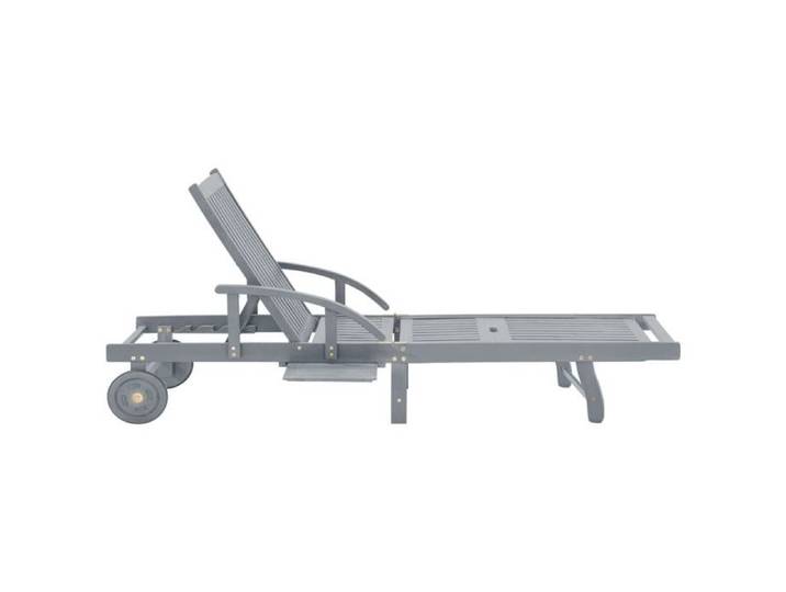 En Promotion Chaise longue de jardin SHIELD Fauteuil long de piscine arrière-cour Gris Bois d'acacia solide 199x68x30/86cm 242212