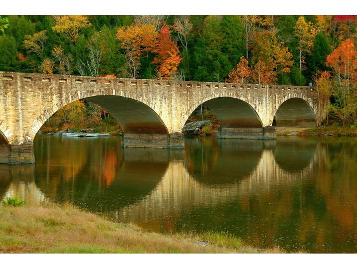 Fototapete PAPERMOON Brücke über Fluss , bunt, B:2,5m L:1,86m, Vlies, Tapeten, Fototapete