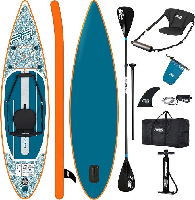 SUP Pure Air Aufblasbares Stand Up Paddle Board | Surfboard für Einsteiger & Fortgeschrittene mit zubehör