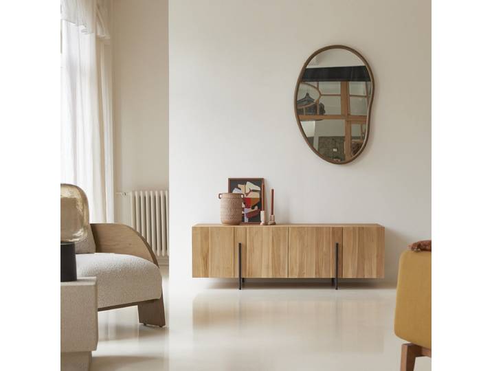 Niedriges Buffet aus massivem Teakholz 165 cm Honorine - Natur - Teak
