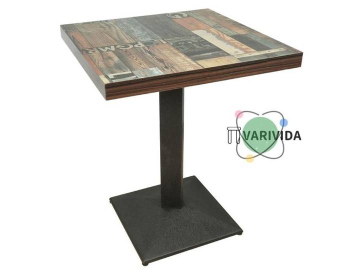 VARIVIDA 1PC Table de cuisine carré (couleurs rétro en bloc)