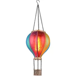 Solarlampe Hängeleuchte Außenlampe Heißluftballon bunt Feuereffekt Gartendeko Balkonlampe, 20x 0,5W 1600K warmweiß, DxH 14 x 46,5 cm