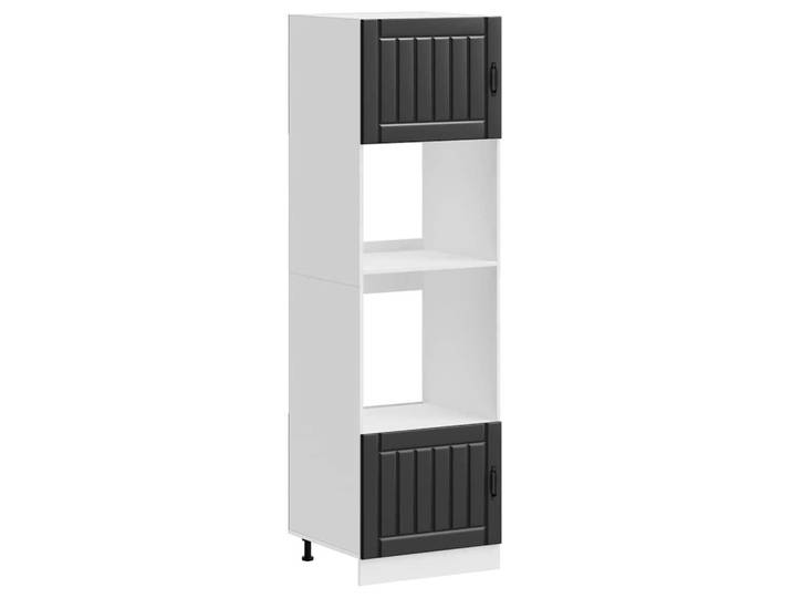 vidaXL Herdumbauschränke 2er Set Lucca Schwarz Holzwerkstoff, 57x207x60 cm, Küchen, Küchenmöbel, Küchenschränke, Geräteumbauschränke