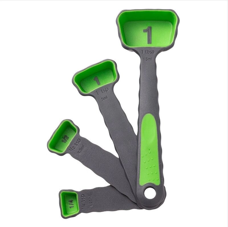 INF 4-teiliges Messlöffel-Set für Backwerkzeuge, farbiges Kunststoff-Messlöffel-Set Grün