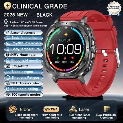 Inspire Select 2025 AMOLED ECG Smart Watch Bluetooth Call NFC Fitness & Wellness Tracker red