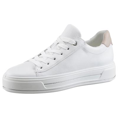 Plateausneaker ARA "CANBERRA", Damen, Gr. 6,5, atmungsaktiv, beige (weiß, sand), Glattleder, Schuhe Plateausneaker, Freizeitschuh, Halbschuh, Schnürschuh in Komfortweite G (= weit)