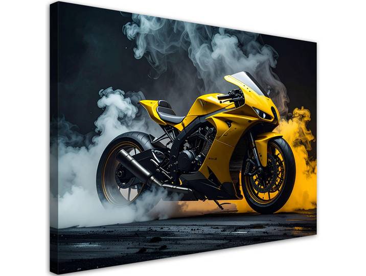 Feeby Leinwandbild Kraftfahrzeuge 120x80cm, Gelb, Fahrzeuge, Rechteckig, 120x80 cm, Bilder & Rahmen, Bilder, Leinwandbilder