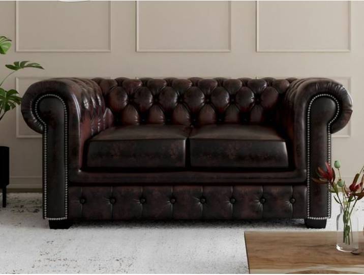 Canapé chesterfield 2 places BRENTON 100% cuir de