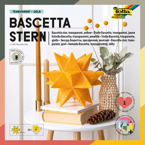 Folia Faltblätter 814/1515 Bascetta Stern Set, 15 x 15cm, 115g/m², gelb transparent, 32 Blatt