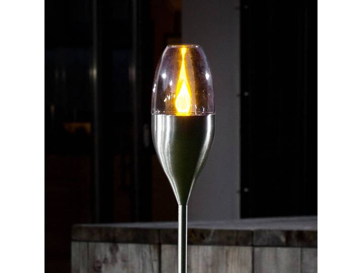 Lindby LED-Solarleuchte Jari, Höhe 122 cm, Edelstahl, klar JARI, alu / grau / zink, Edelstahl, Modern