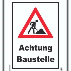 HB-Druck Achtung Baustelle Schild Arbeitsstelle A6 (105x148mm)