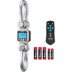VEVOR Kranwaage 10 T, Digitale Hängewaage, Industriewaage mit Gehäuse aus Aluminiumguss & LCD-Display, 2-kg-Teilung & 3-stufiger Schalter, Fernbedienung, Wildwaage, Hakenwaage für Garage & Fabrik
