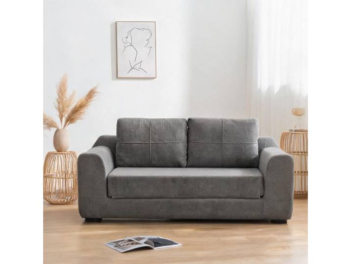 Canapé-lit modulable 2 places en velours slate gray design contemporain convertible en lit double 179×95×79 cm