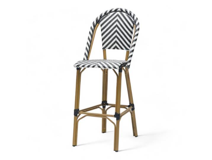 Chaise de bar RIVOLI - Chevrons noirs et blancs
