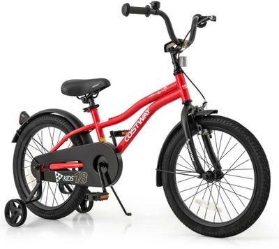 Costway 18 Inch Kids Bike Adjustable Bicycle with Reflectors and Bell for 4-8 Years Old
