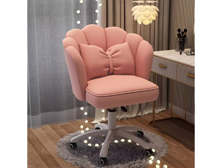 Chaise pivotante en velours avec hauteur réglable et oreiller lombaire – Chaise d'ordinateur pour bureau à domicile, bureau, bureau, bureau, chambre à coucher Chaise de vanité de maquillage