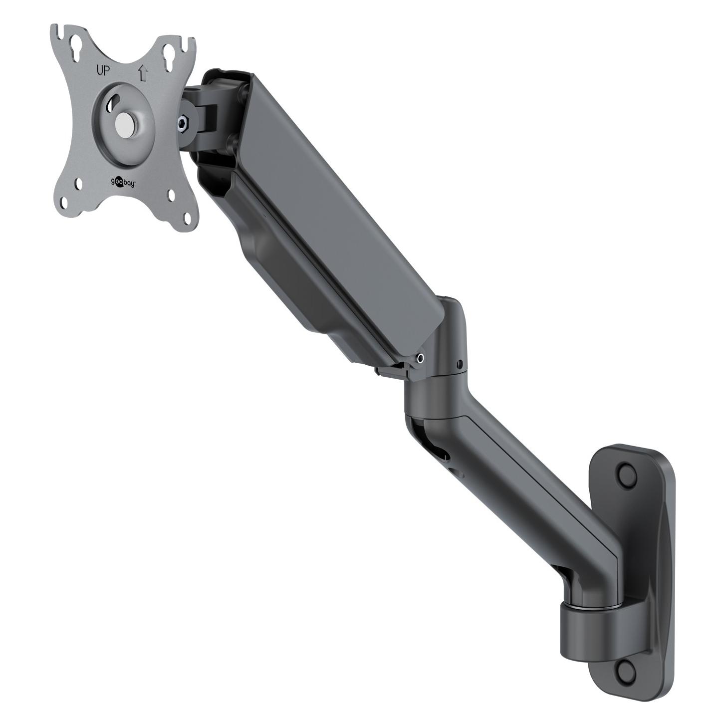 Goobay Single-Monitor-Wandhalterung mit mechanischer Feder, schwarz (Wand, 32", 9 kg) (70820)