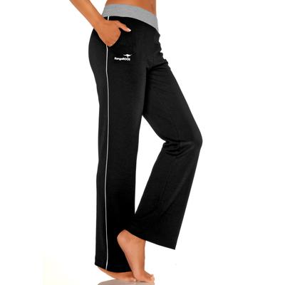 Relaxhose KANGAROOS, Damen, Gr. 40/42, N-Gr, schwarz-weiß (schwarz, weiß, weiß), Sweatware, Obermaterial: 60% Baumwolle, 40% Polyester, unifarben, Basic, bequem lang, Hosen Relaxhose, mit breitem Bund, Loungewear, Topseller