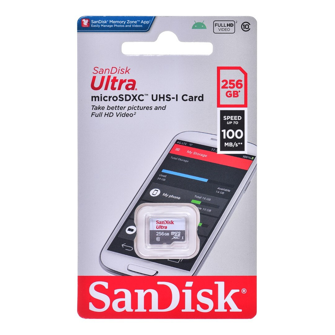 SanDisk Ultra microSDXC 256GB MicroSD-kaart 100MB/s A1 CL10 UHS-I