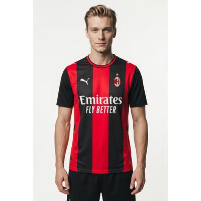 Fußballtrikot PUMA "ACM HOME JERSEY REPLICA", Herren, Gr. 3XL, rot (puma schwarz, for all time rot), Web, Obermaterial: 100% Polyester, gestreift, regular fit normal, Rundhals, Trikots Fußballtrikot, mit Rundhalsausschnitt, Kurzarm, Regular Fit