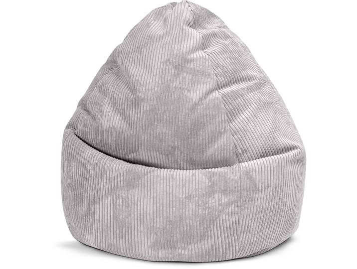 Pouf poire confort xxl velours grosse cote gris clair 80x130cm