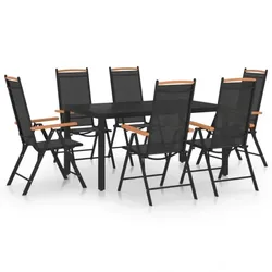vidaXL Garten-Essgruppe Aluminium : Ausführung - Model 1, Farbe - Schwarz, Größe - 7-tlg.