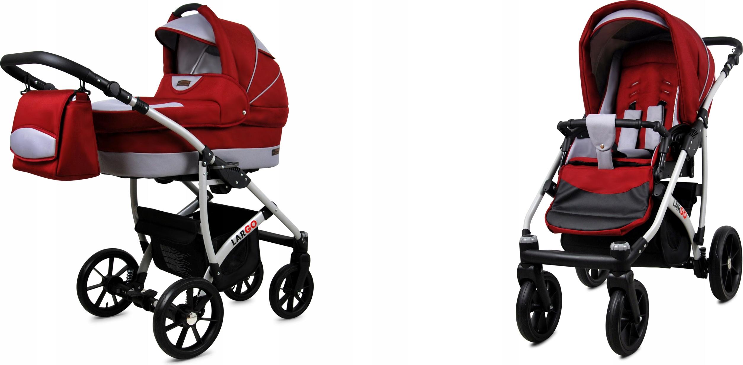 BabyLux Largo | 2in1 Kinderwagen Set | Chili Silver | Kombikinderwagen | Kinderwagenset | Buggy