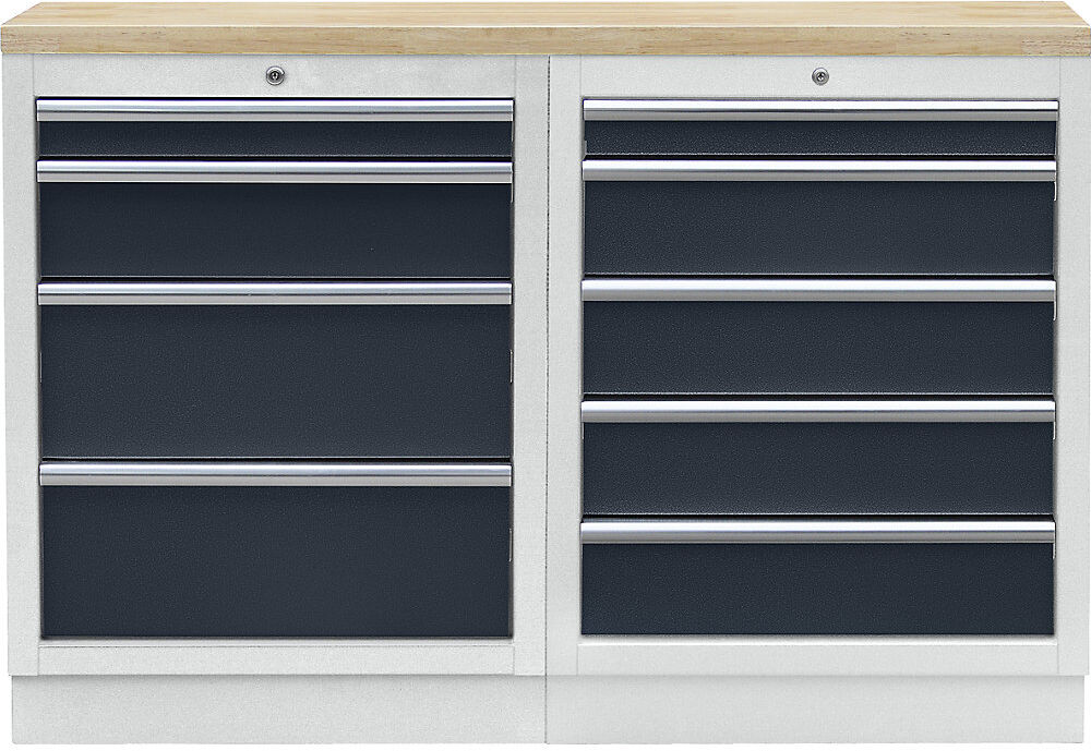 kaiserkraft Schranksystem, 9 Schubladen, anthrazitgrau
