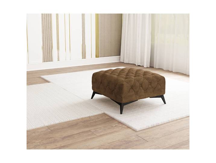 Polsterhocker 80cm Braun Microfaser Priya: Braun
