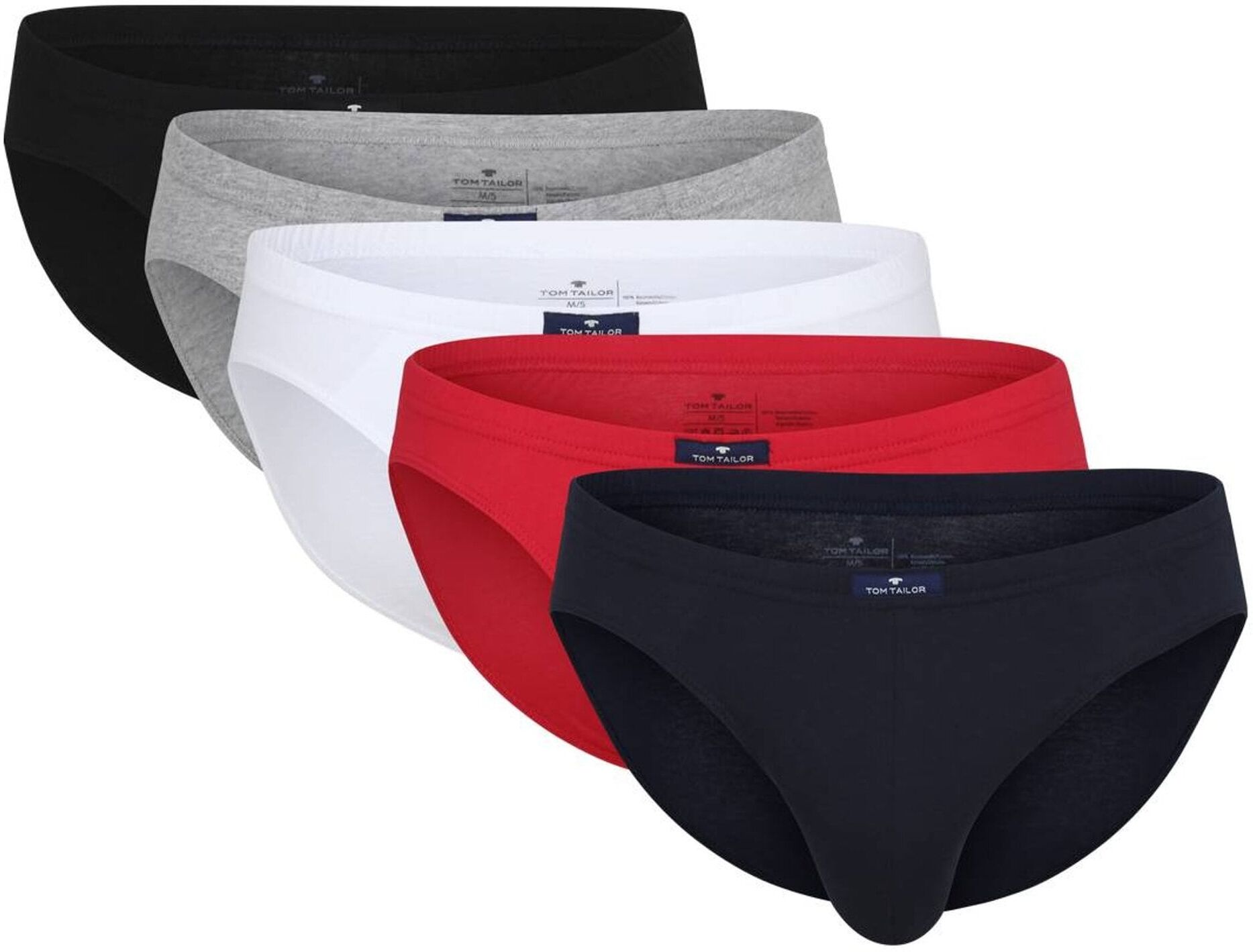Slip TOM TAILOR "Slip Mini Slip 5er Pack 5er Pack", Herren, Gr. L, bunt (blau, weiß, rot), Obermaterial: 100% Baumwolle CO., Unterhosen Slip