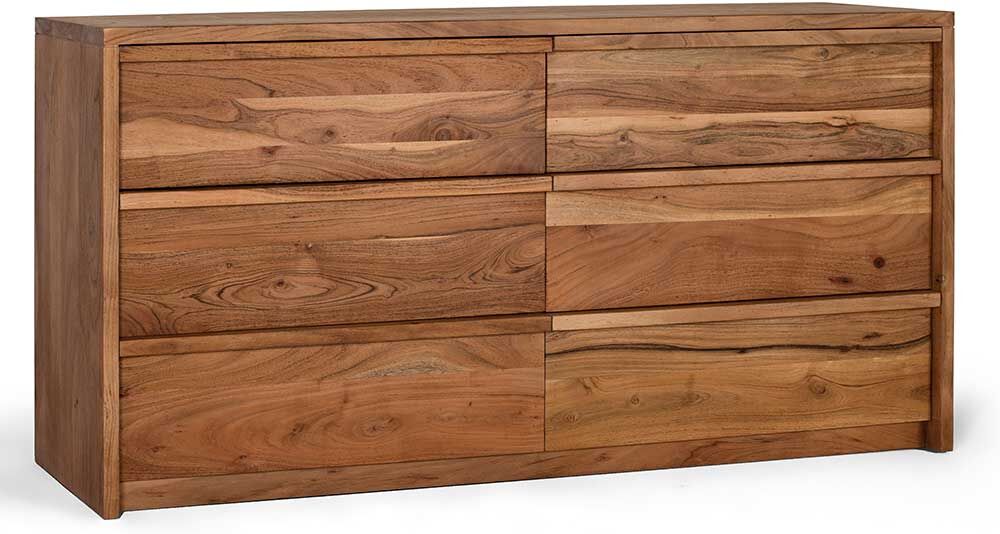 Pharao24.de Kommode Sideboard aus Massivholz mit sechs Schubladen