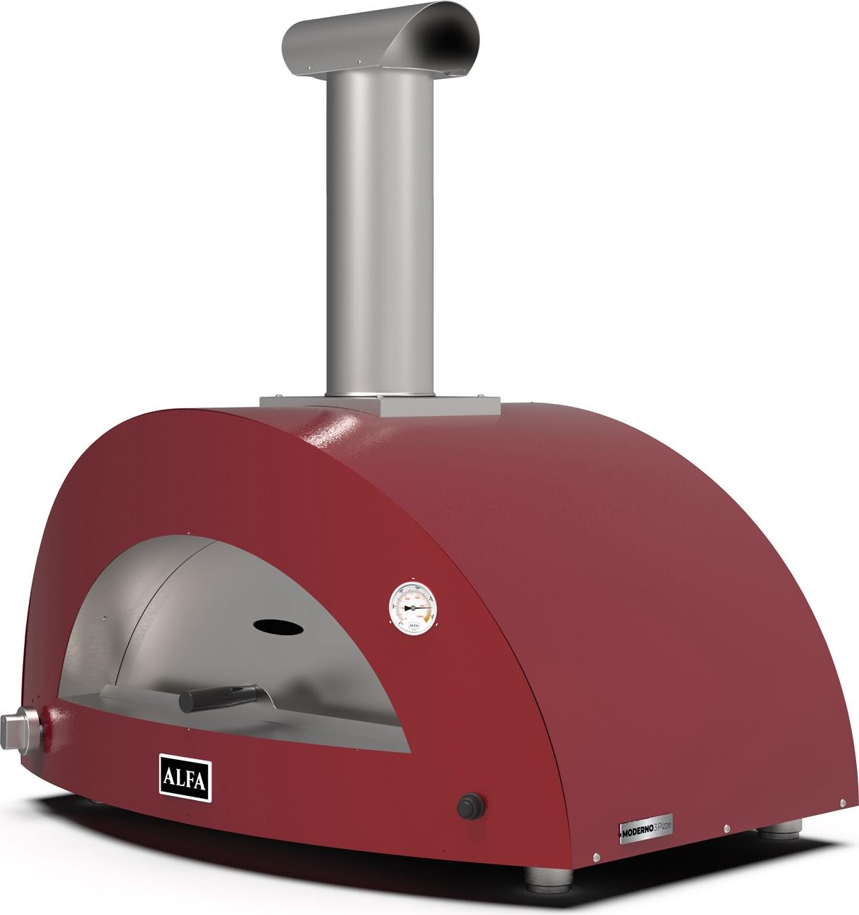 Alfa Forni Moderno 3 Pizze Hybrid Antik Rot