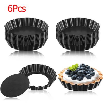 Mini Tart Pans With Removable Bottom Non Stick Egg Tart Mold Set 6 Pcs
