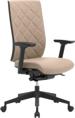 Bürostuhl WIKI, mit Armlehnen, Stoff-Rücken, Gestell Kunststoff, beige