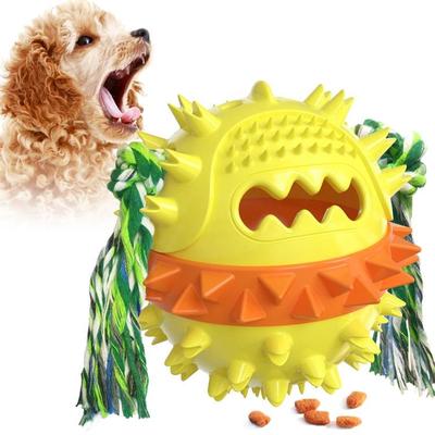 Snug & Styled PawPlay Interactive Dog Teething Toy With Treat Dispenser, Squeaker & Dental Cleaner yellow
