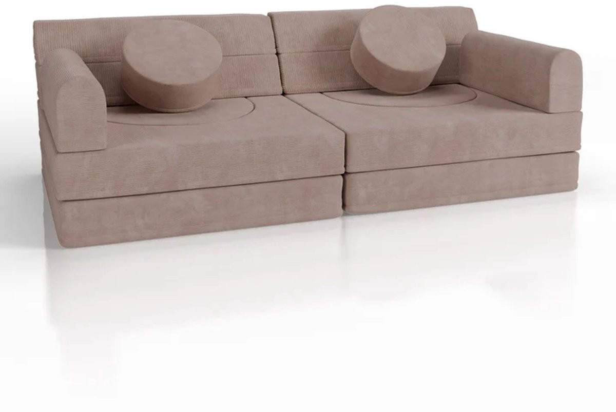 Juskys Kinderbank Kayo Corduroy inclusief kussens Rosa